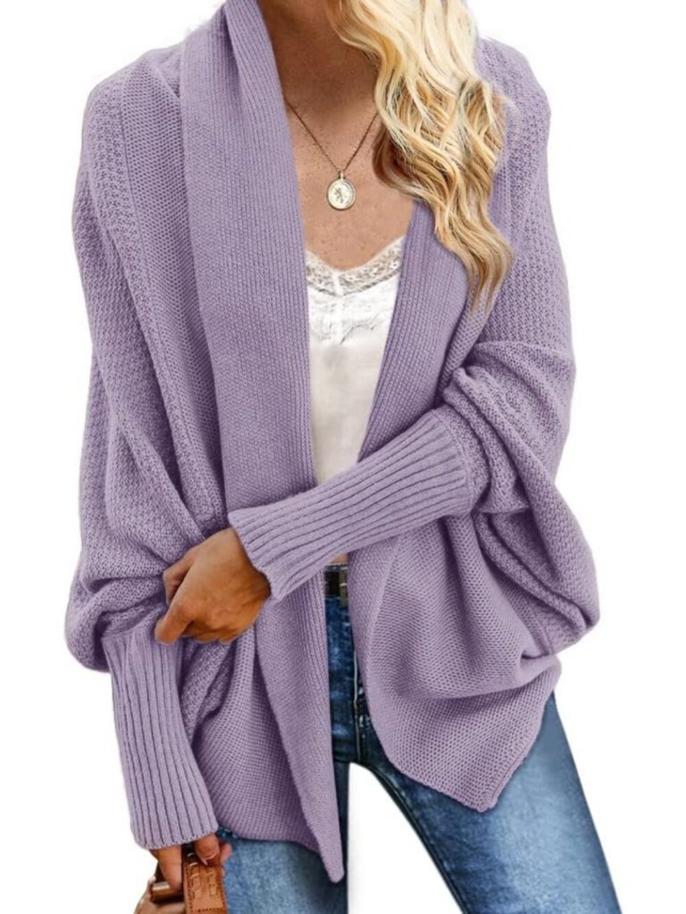 Cozy Oversized Batwing Kimono Cardigan Sweater - Cable Knit Slouchy Wrap Top